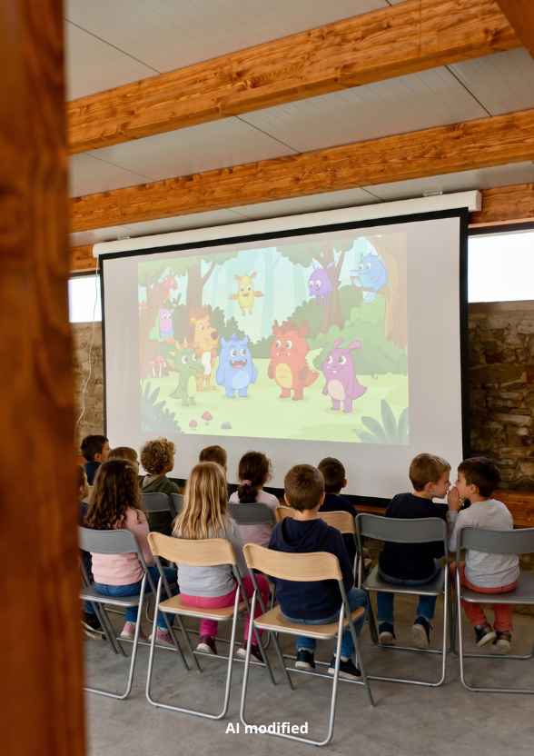 Sala proiezioni e aula didattica al coperto per attività scolastiche e laboratori per bambini presso Hortus.
